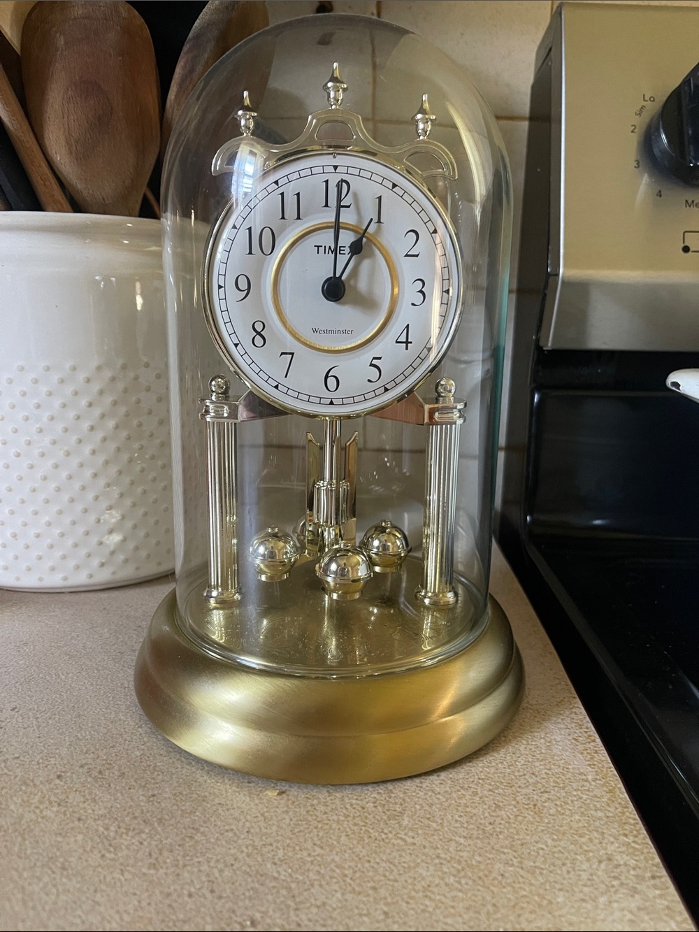 Timex Gold-Tone Anniversary Dome Clock with White Dial